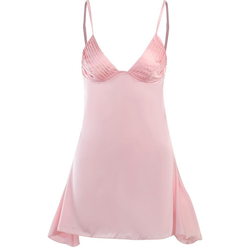 Solid Pink Maxi Dress Women Y2K Dress Casual Women Clothing White Satin Camisole Mini Summer Casual Dresses Sexy