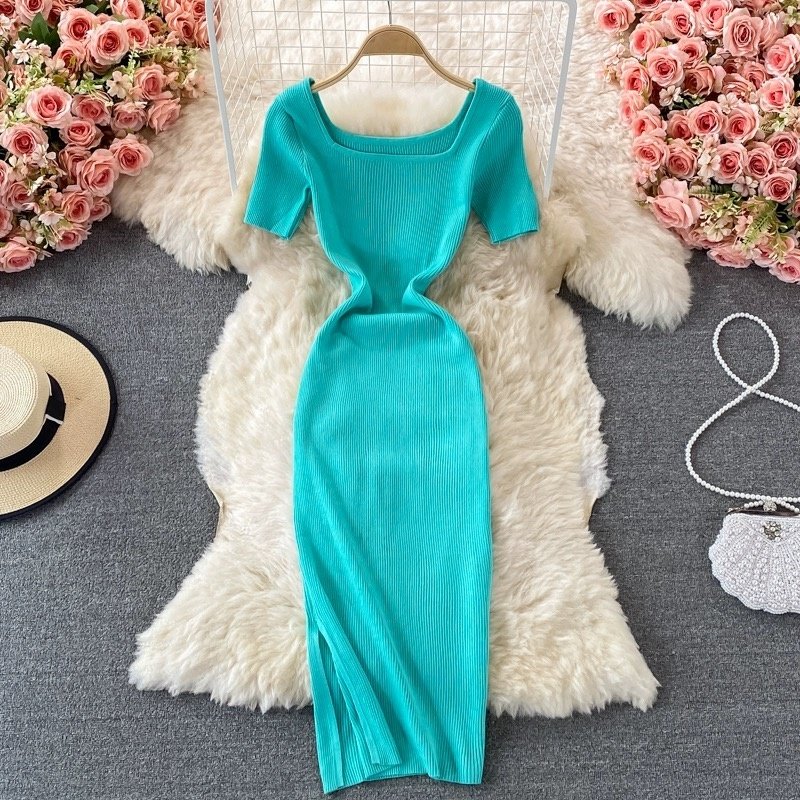 Wholesale of women's knitted dresses fashionable slim fitting long dresses summer woven jacquard printed women's long dresses
