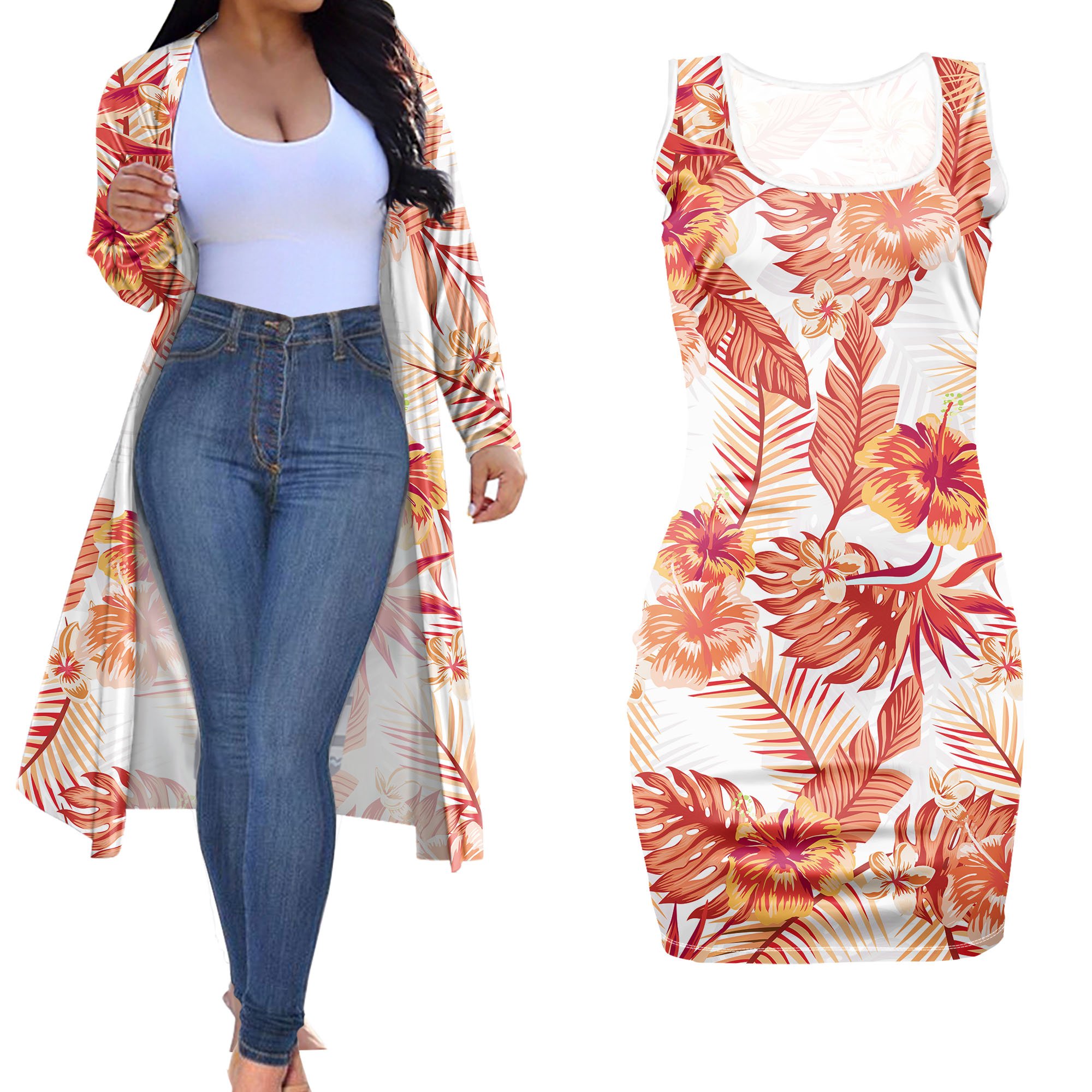 Casual Dresses Women Lady Elegant Monstera Leaf Printed Crew Neck Sleeveless Bodycon Dress Stretchy Party Club Short Mini Dress