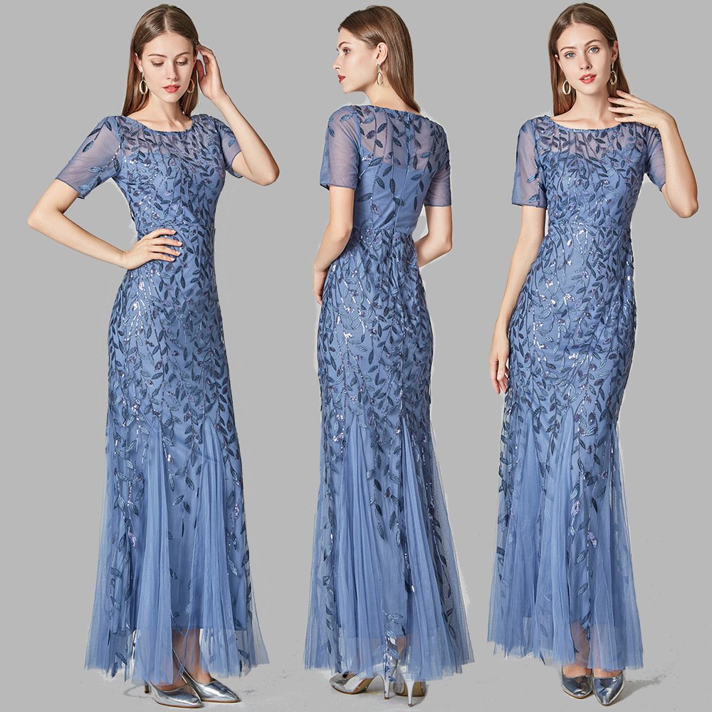 Ladies Elegant Long Sequin Evening Dress Party Prom Gowns For Women Evening Dresses