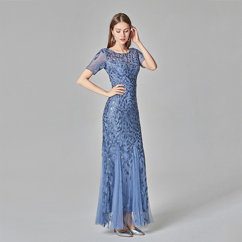 Ladies Elegant Long Sequin Evening Dress Party Prom Gowns For Women Evening Dresses