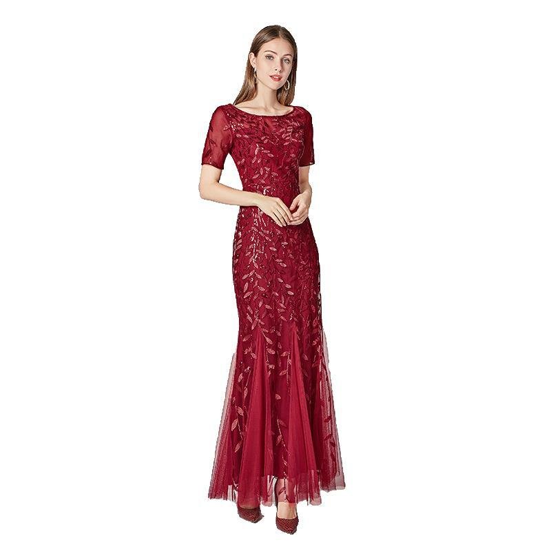 Ladies Elegant Long Sequin Evening Dress Party Prom Gowns For Women Evening Dresses