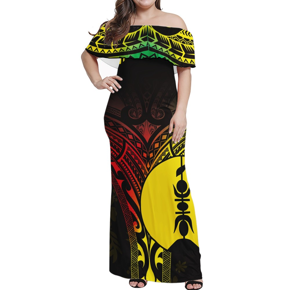 Casual Women Elegant Vintage Dress New Caledonia Logo Printed Sexy Maxi Dress Clothing Rasta ball gown wedding dressCustomized