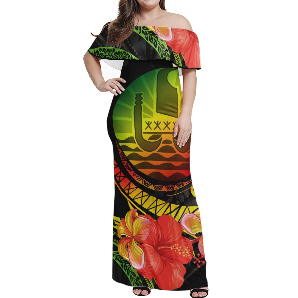 Casual Women Elegant Vintage Dress New Caledonia Logo Printed Sexy Maxi Dress Clothing Rasta ball gown wedding dressCustomized