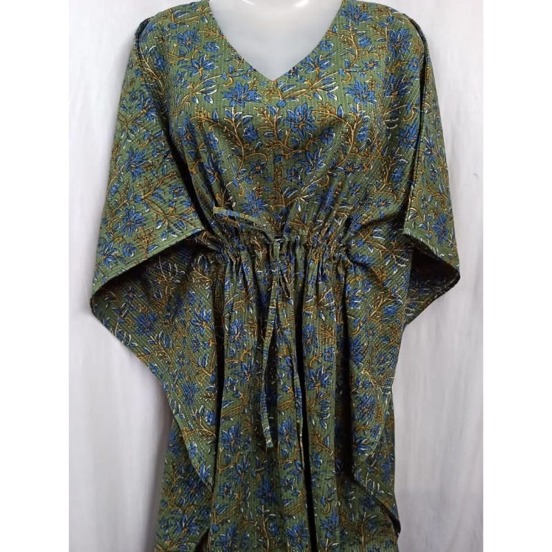 New Arrival Women's Wear Apparel Digital Printed Silk Kaftan Cold Shoulder Neck Kaftan Dress Gift For Her casual wear dress