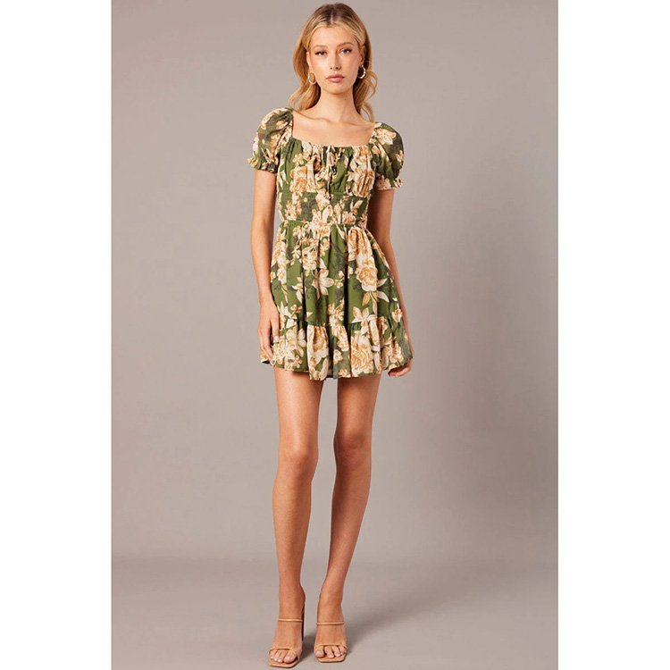 New trend short sleeved printed sexy summer smock dress women clothing manufacturer customizes women's elegant casual dresses