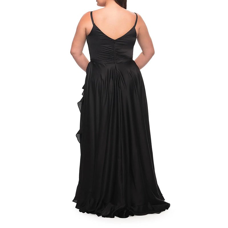 Custom hot selling long plus size casual prom dress ruffle satin red party cocktail maxi sexy evening elegant dress for women