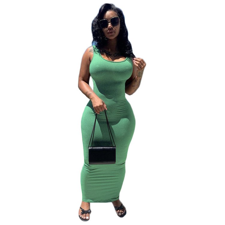 Europe and the United States women's 2024 summer hot selling solid color all-matching casual dress Bodycorn/Sexy