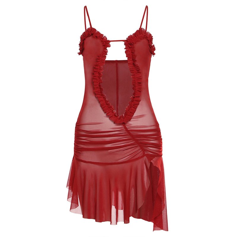 Peeqi K23D40591 summer 2024 hollow out sleeveless backless sexy mini dress bodycon hollow out see through casual dress for women