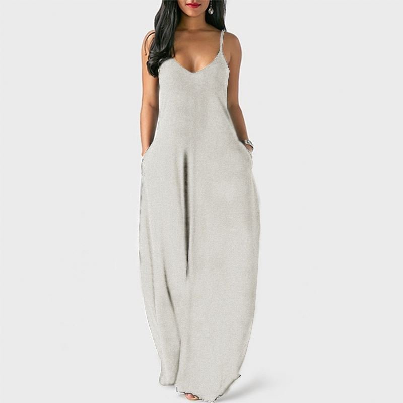Plus size 5XL Woman Dress Summer 2023 Casual Maxi Dress Solid Adjustable Spaghetti Strap Casual Dress e-0609-1