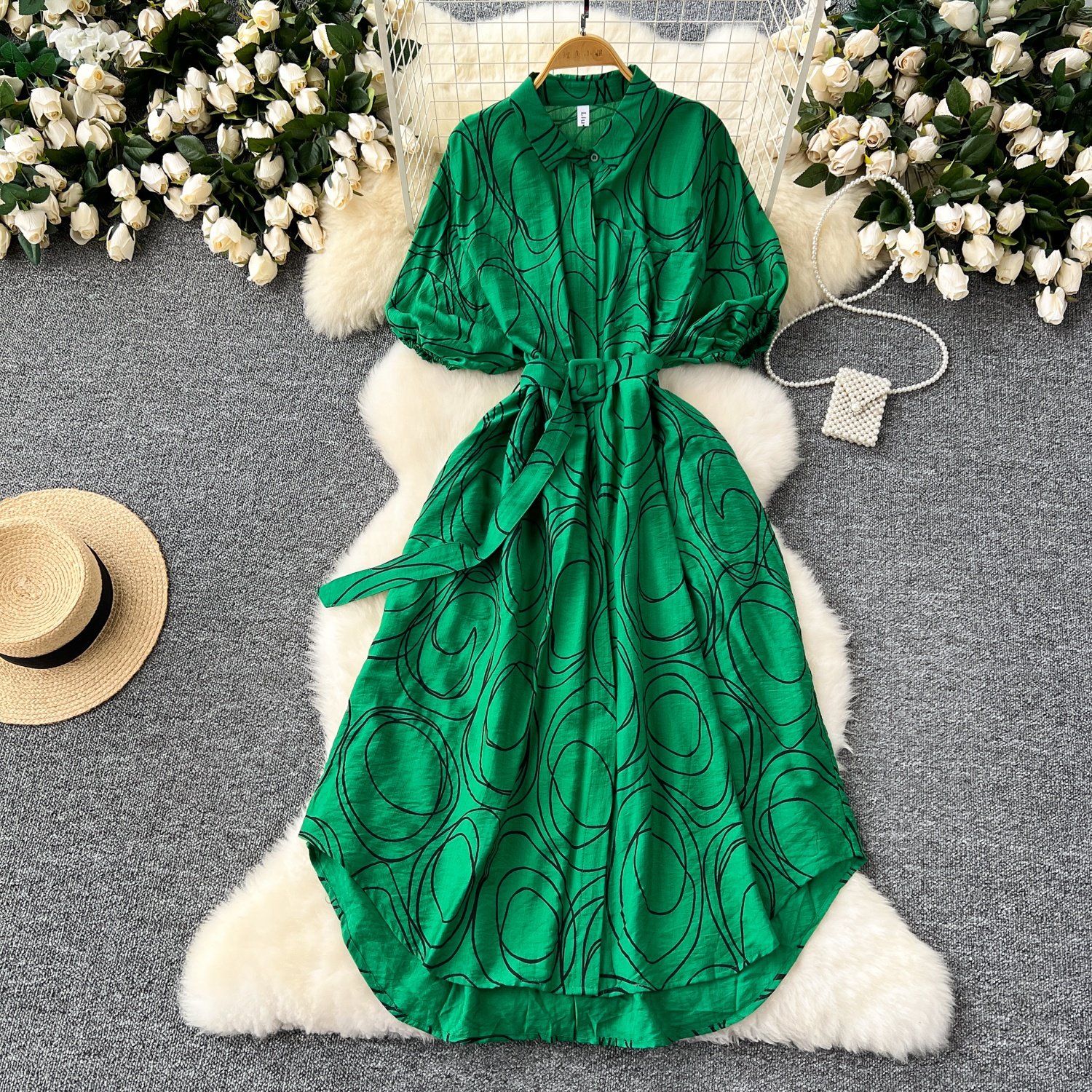 Casual Notched Collar Printed Office Dresses Custom Print Dress Elegant Casual Dresses