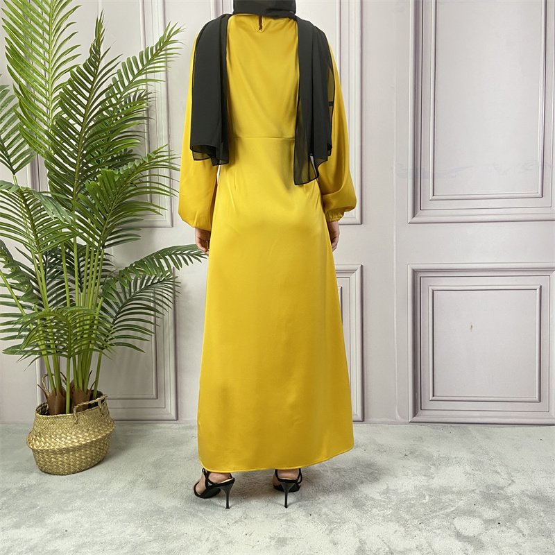 Hot Sale Islamic Clothing Simple Style Muslim Abaya Satin Casual Modest Plain Dress for Women