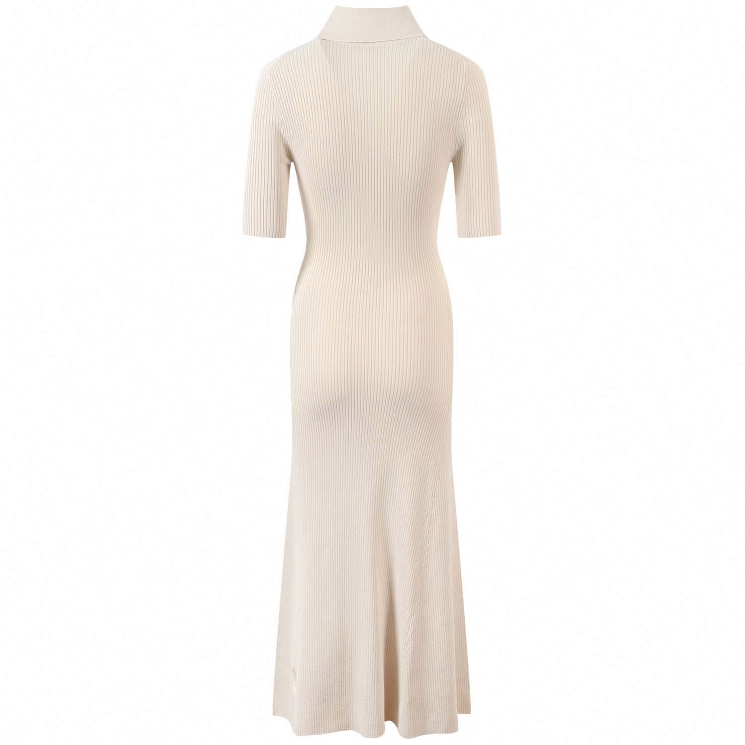 BetterGirl 2024 Spring Summer New Ramadan Long Dress French Short Sleeve Flip Collar Button Decorative Knitted Dress
