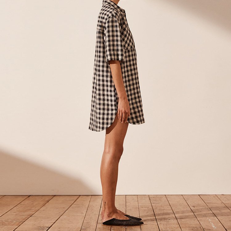 Summer Linen Casual Shirt Dress Short Sleeve Shirt Dress High Quality Woman Linen Shirt Dress