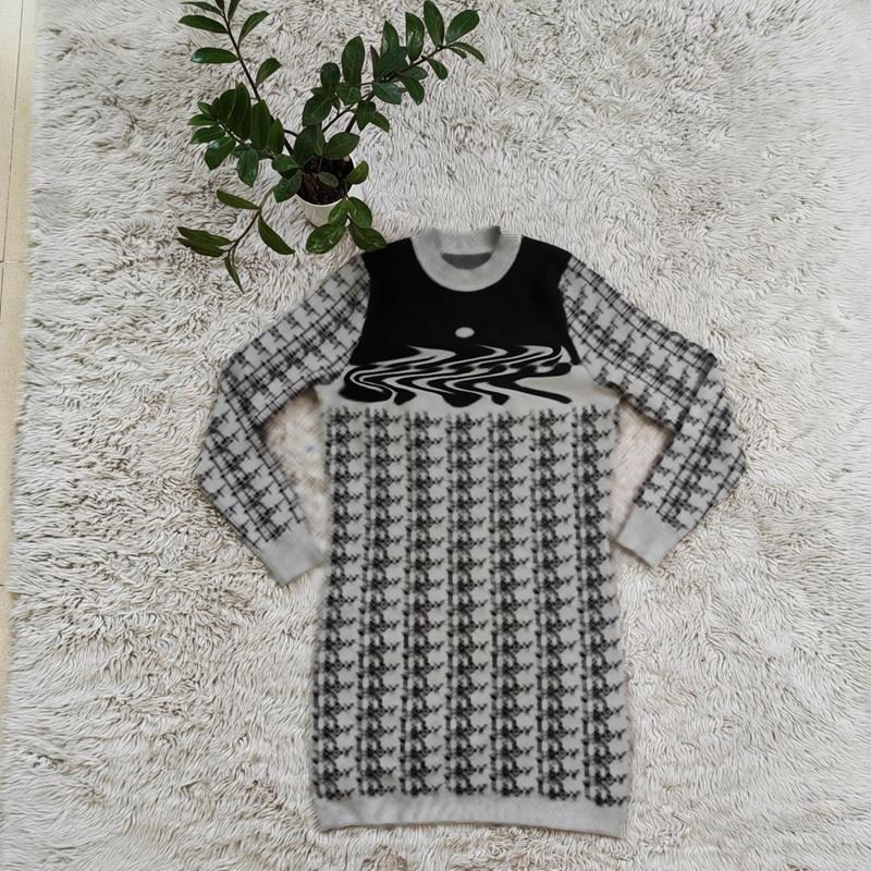 Designer clothes famous brands autumn Round neck knitted sweater dress elegant luxury brand clothing dresses women casual