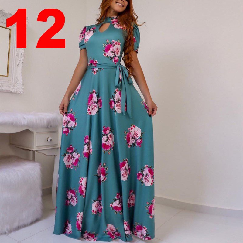 S-5XL Plus Size Tiktok Ins Hot Sale Women dresses Fashion Digital Floral Printing Short & Long Sleeve dress