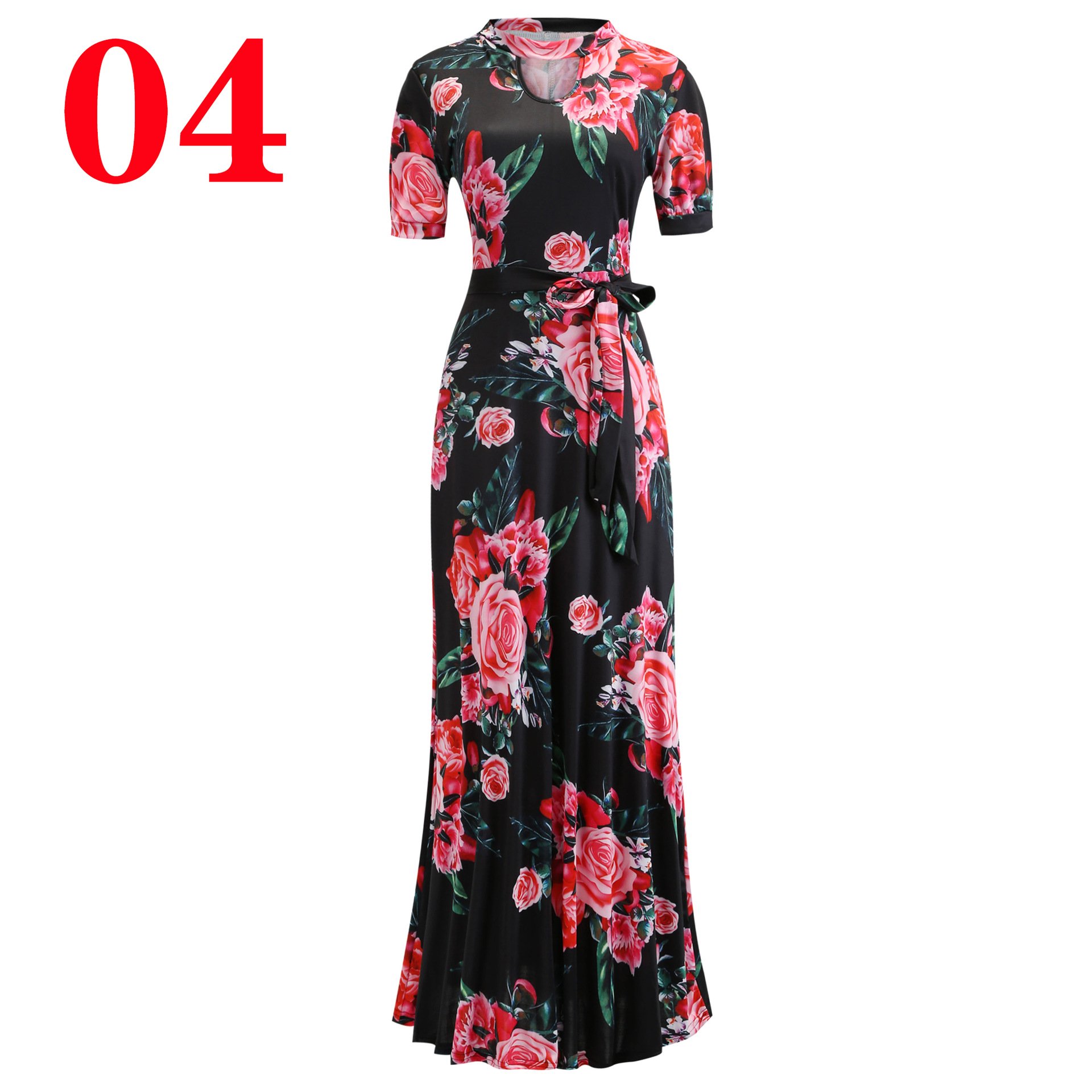 S-5XL Plus Size Tiktok Ins Hot Sale Women dresses Fashion Digital Floral Printing Short & Long Sleeve dress