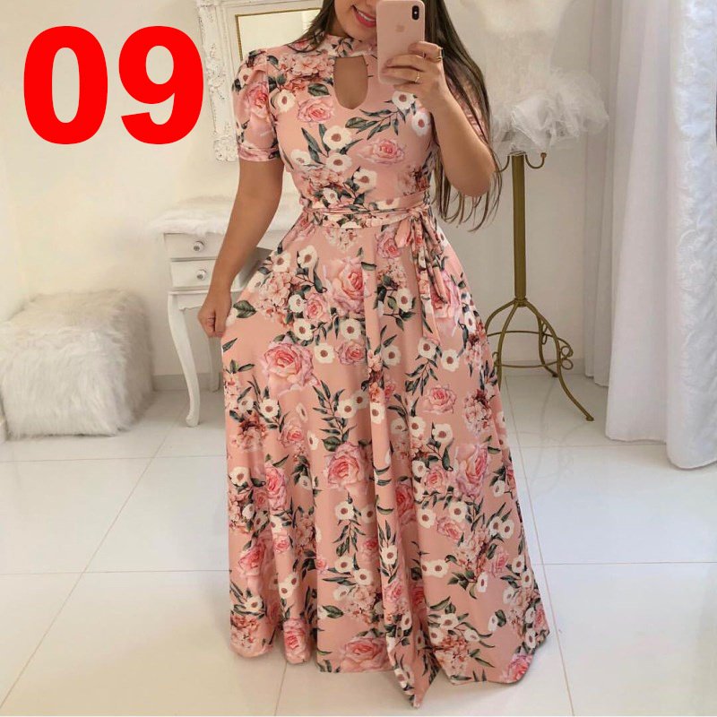 S-5XL Plus Size Tiktok Ins Hot Sale Women dresses Fashion Digital Floral Printing Short & Long Sleeve dress