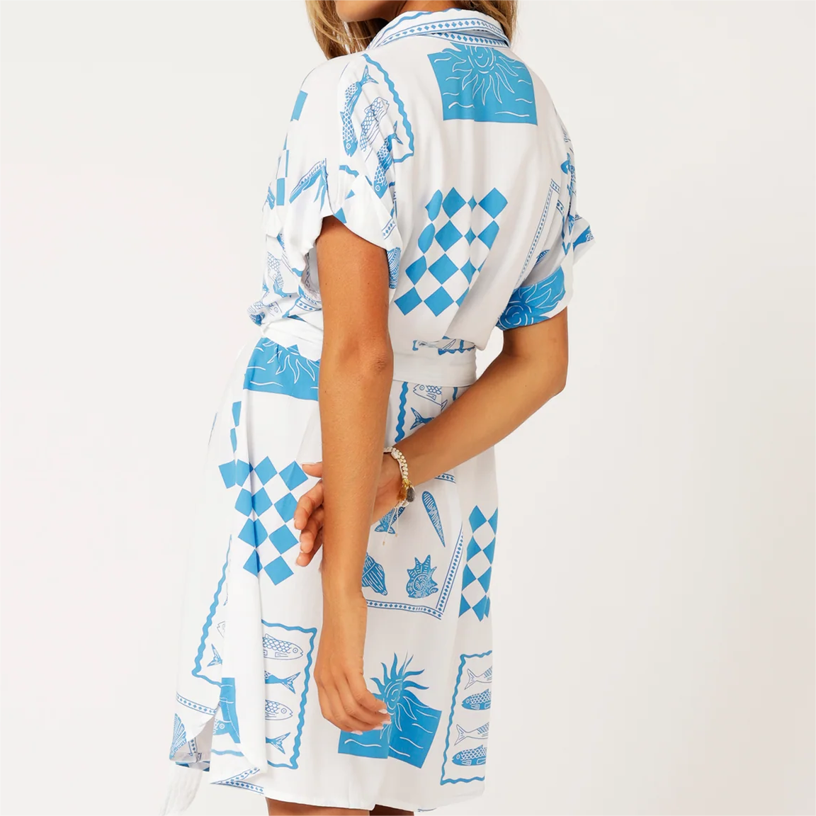 Custom design Hawaiian style 100% rayon short sleeve women shirt dress vacation dress casual dress for vacation