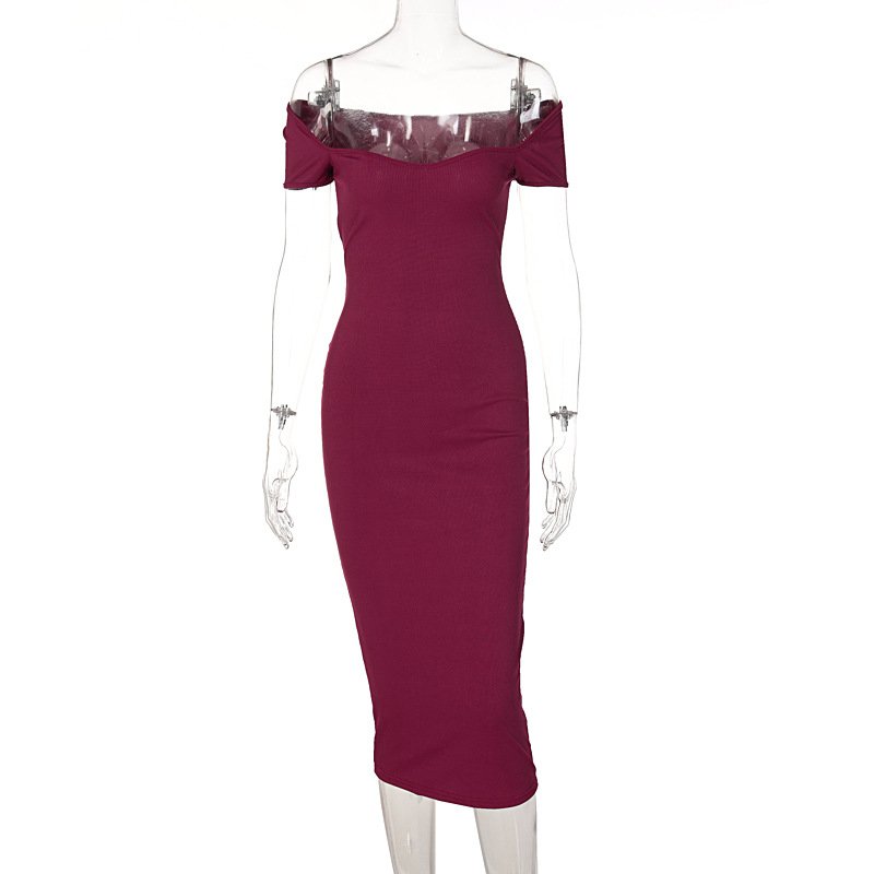 wholesale summer women solid short sleeve knitted midi dress ladies causal dress