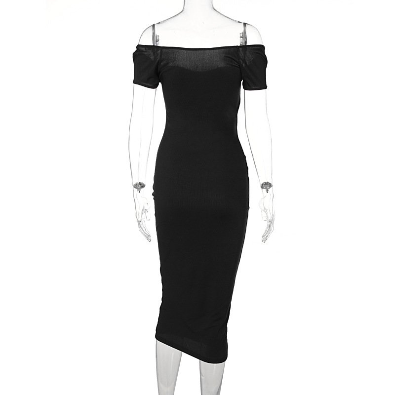 wholesale summer women solid short sleeve knitted midi dress ladies causal dress