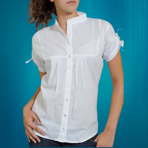 Self Design Pure Cotton Top shirt dressWomen White Shirt-Style Top