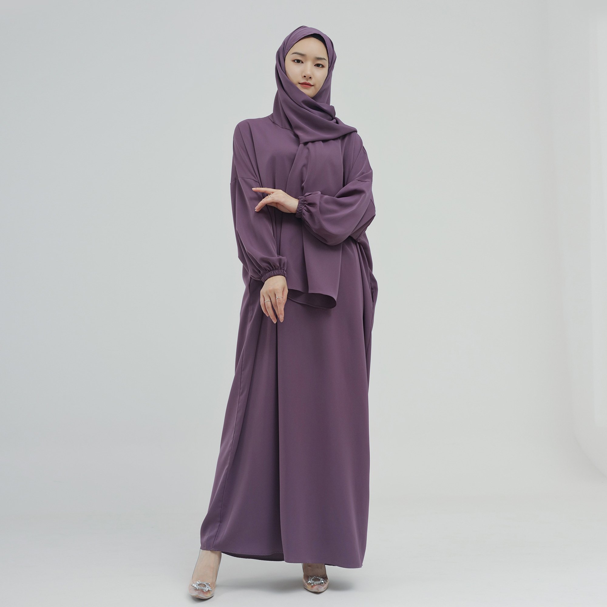 Hot Sale Ethnic Clothing Women Kaftan Abaya Nida Fabric Jilbab One Piece Dress With Hijab Abaya Women Muslim Dress