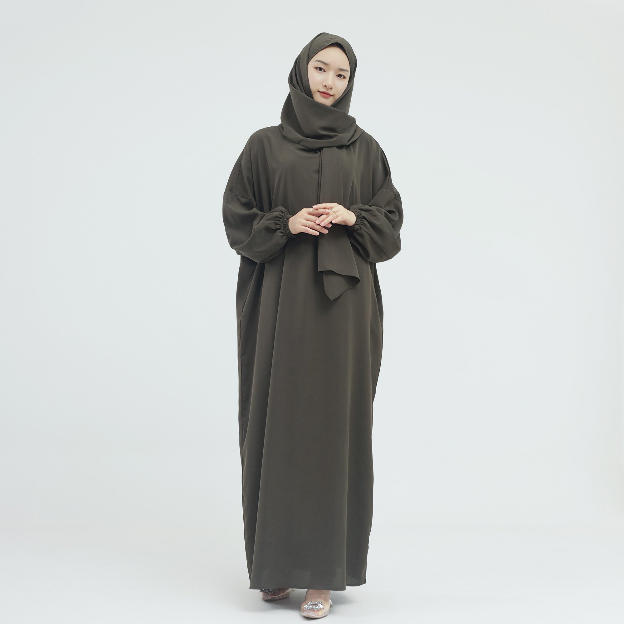 Hot Sale Ethnic Clothing Women Kaftan Abaya Nida Fabric Jilbab One Piece Dress With Hijab Abaya Women Muslim Dress