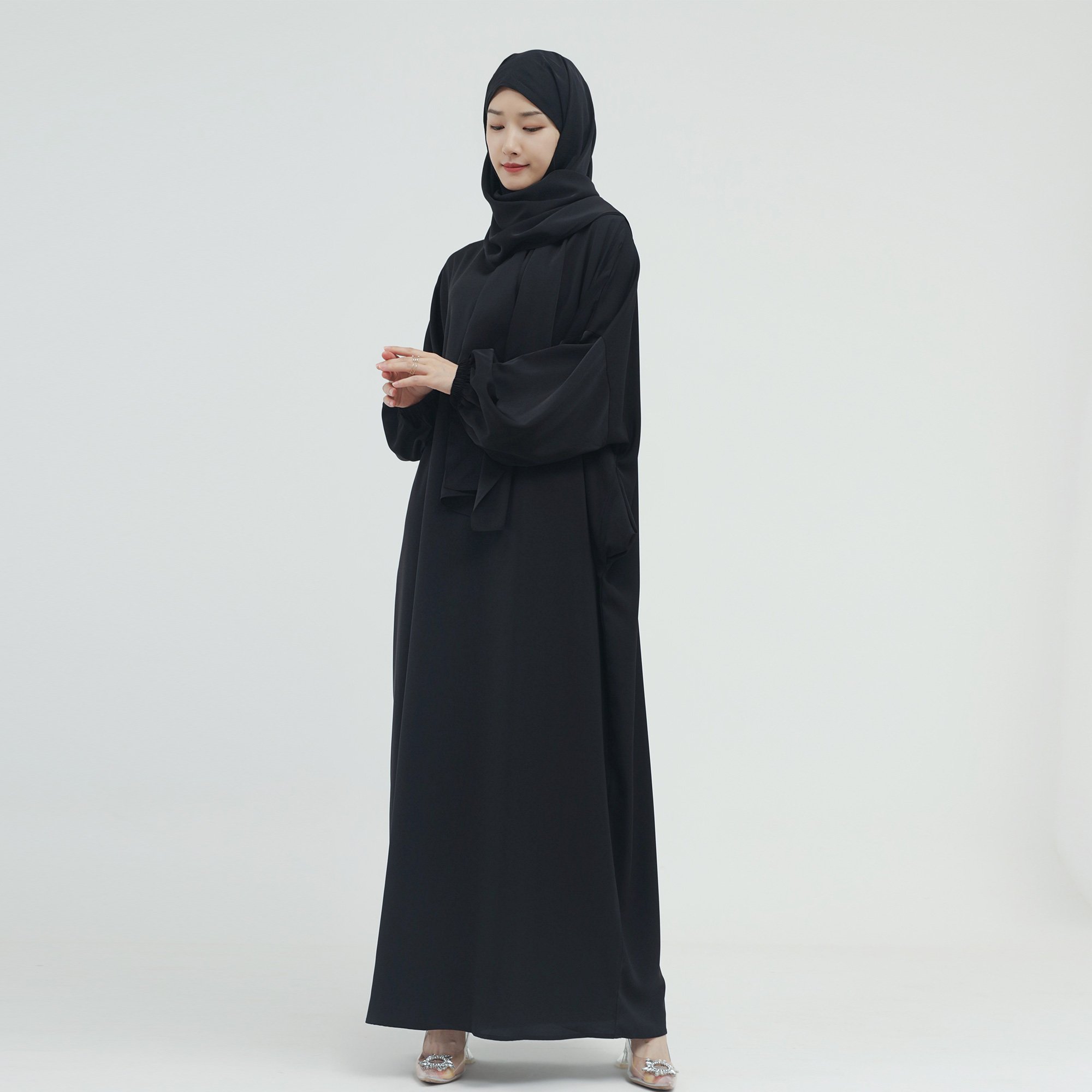 Hot Sale Ethnic Clothing Women Kaftan Abaya Nida Fabric Jilbab One Piece Dress With Hijab Abaya Women Muslim Dress