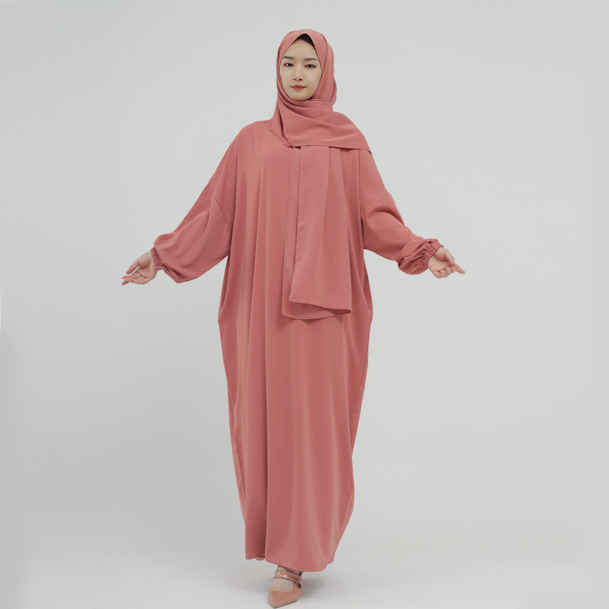 Hot Sale Ethnic Clothing Women Kaftan Abaya Nida Fabric Jilbab One Piece Dress With Hijab Abaya Women Muslim Dress