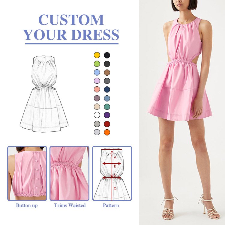 Oem Odm Clothing Manufacturer Make 2024 Spring Summer Custom Low Moq Apparel High Quality Garment Cotton Women Casual Dress