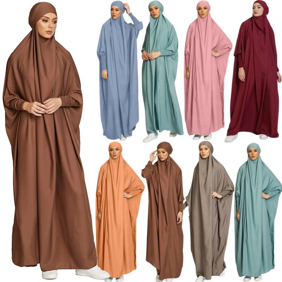 Wholesale Turkish One Piece High Quality Prayer Hijab Overhead Knee Length Polyester Muslim Women Dress Khimar Jilbab Abaya