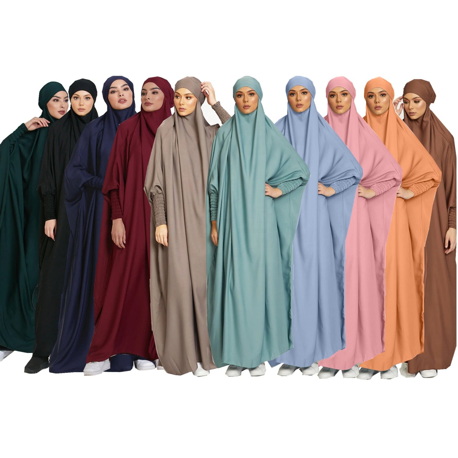 Wholesale Turkish One Piece High Quality Prayer Hijab Overhead Knee Length Polyester Muslim Women Dress Khimar Jilbab Abaya