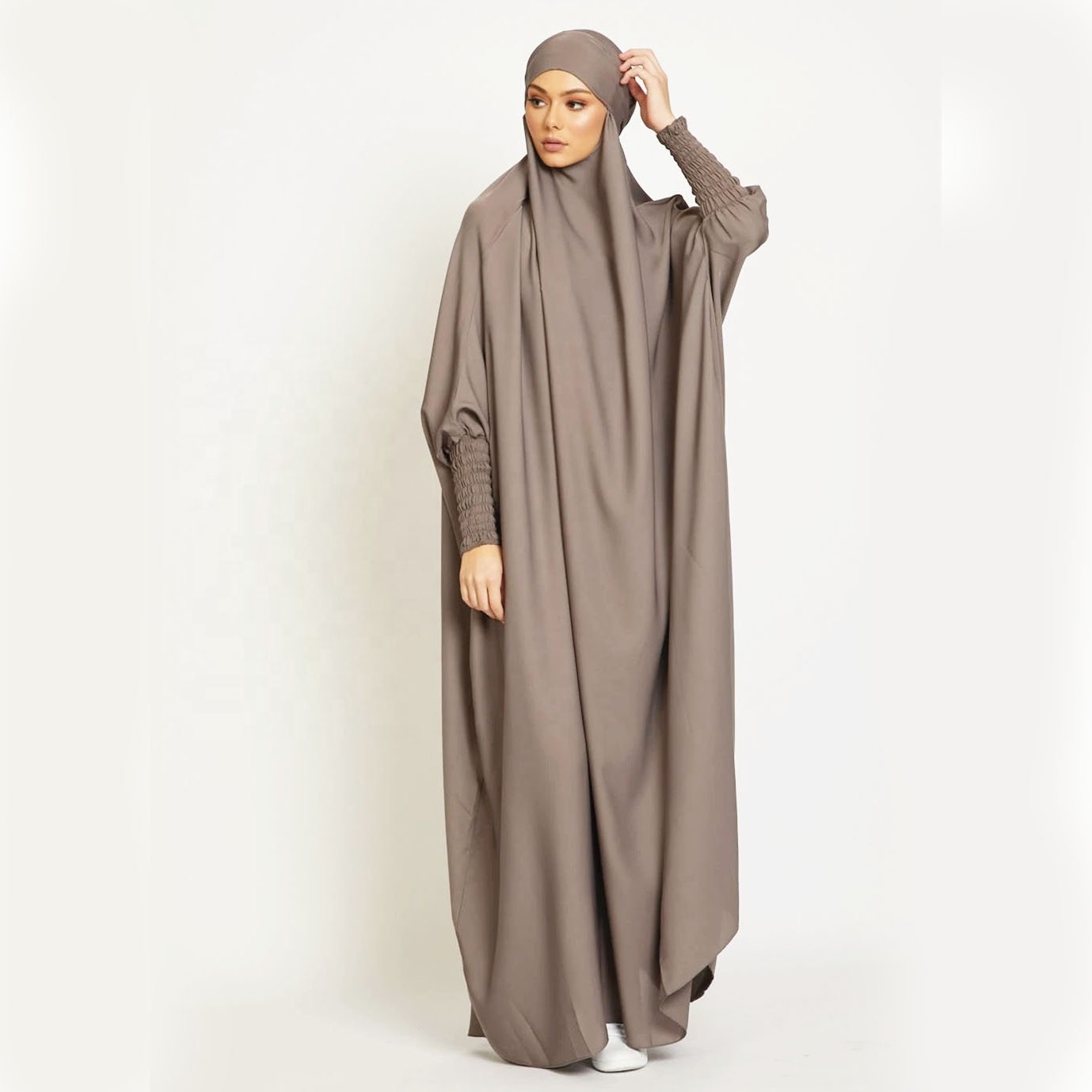 Wholesale Turkish One Piece High Quality Prayer Hijab Overhead Knee Length Polyester Muslim Women Dress Khimar Jilbab Abaya