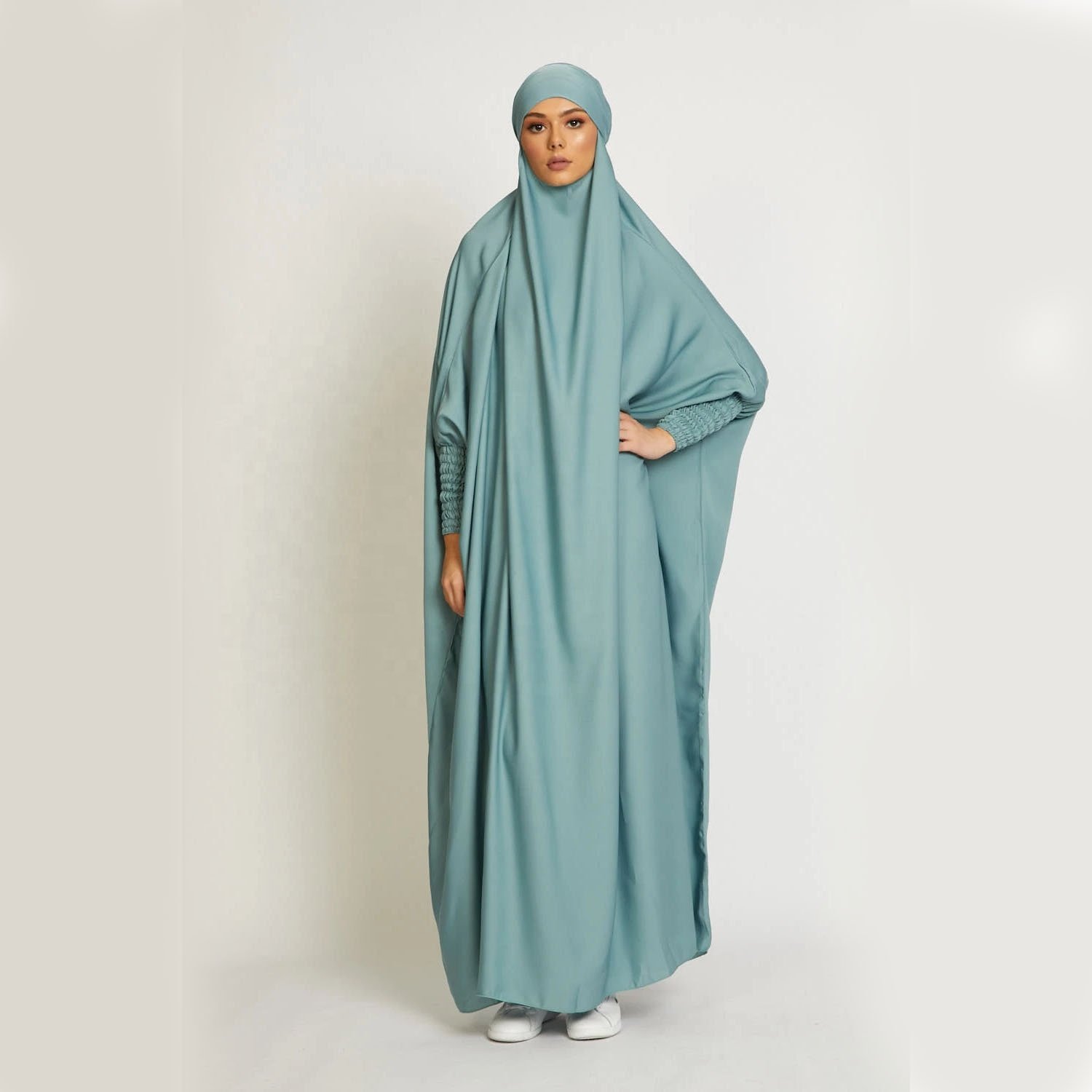 Wholesale Turkish One Piece High Quality Prayer Hijab Overhead Knee Length Polyester Muslim Women Dress Khimar Jilbab Abaya