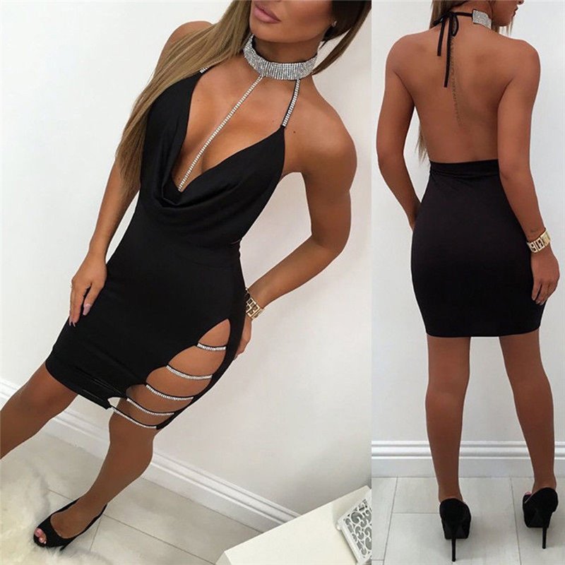 2023 Summer Sexy Strap Wrap Hip Skirt Night Shop Back Cut Out Tight Side Split Women's Club Dresses For Special Occasion