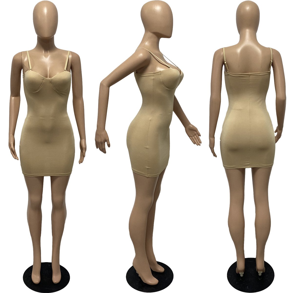 Fashion New Cheap Casual Solid Plain Color Sexy Skinny Bodycon Mini Slip Sleeveless Casual Dresses Women