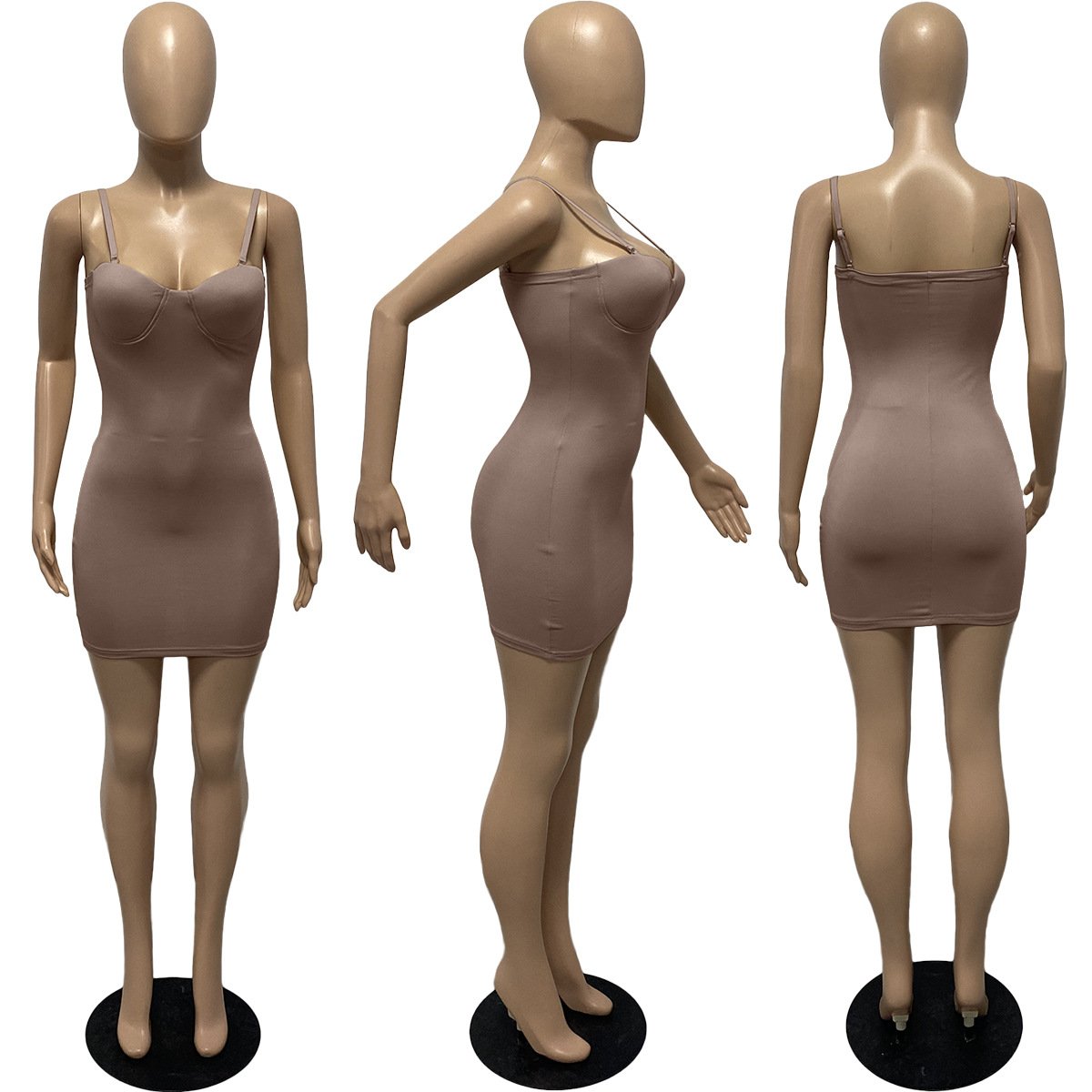 Fashion New Cheap Casual Solid Plain Color Sexy Skinny Bodycon Mini Slip Sleeveless Casual Dresses Women