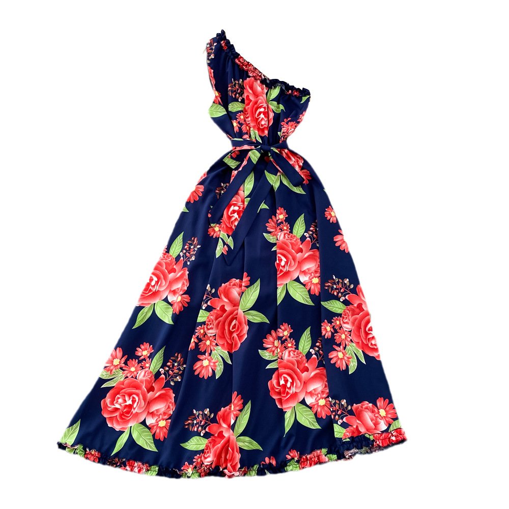 Summer Sleeveless Print Casual Dress Women High Waist Maxi A-Line Dress Ladies Elegant Dresses Clothes Women Wholesale