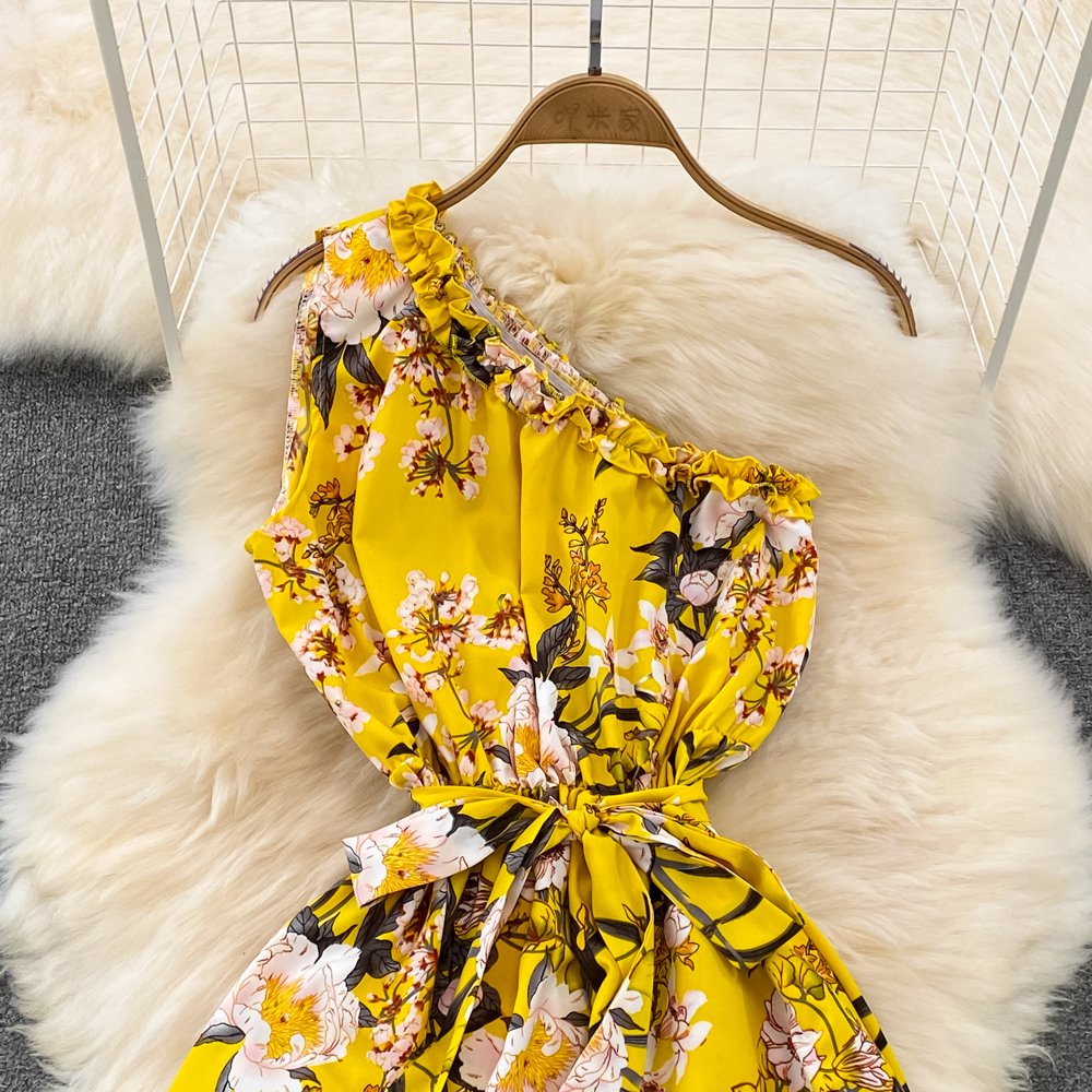 Summer Sleeveless Print Casual Dress Women High Waist Maxi A-Line Dress Ladies Elegant Dresses Clothes Women Wholesale