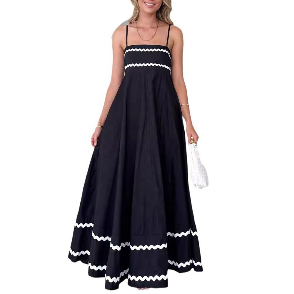 Casual Style Summer Women Sexy Sleeveless Backless Strapping Temperament Midi Slit Dress