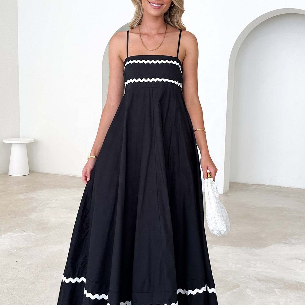 Casual Style Summer Women Sexy Sleeveless Backless Strapping Temperament Midi Slit Dress