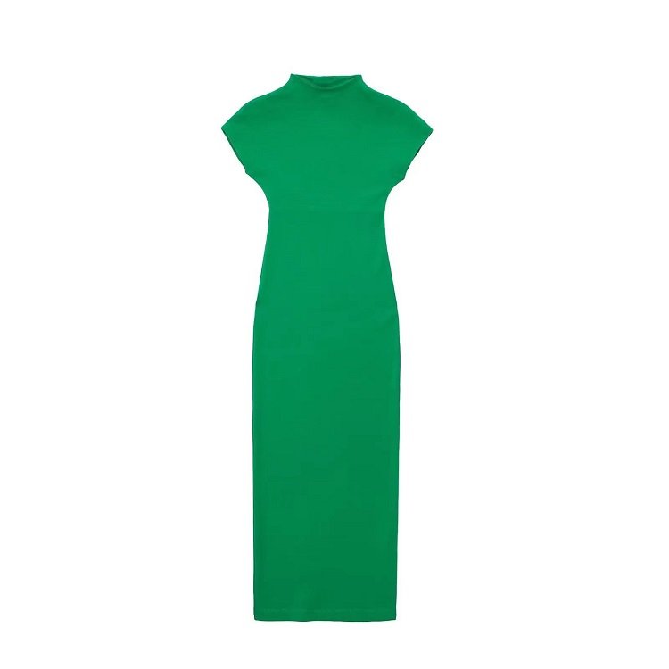New round neck short sleeved cotton slim casual dress