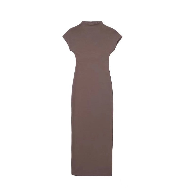 New round neck short sleeved cotton slim casual dress