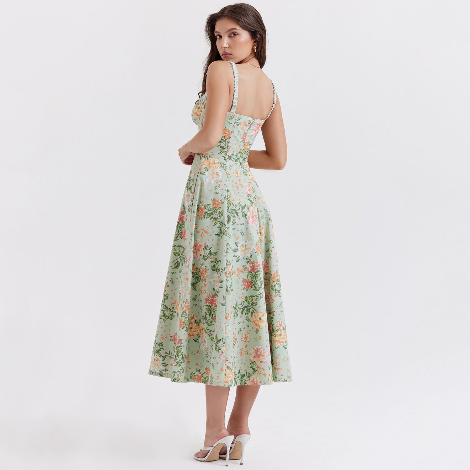 Lady Casual Dresses New 2024 Summer Dress Sexy Sleeveless Floral Dresses Women Chic