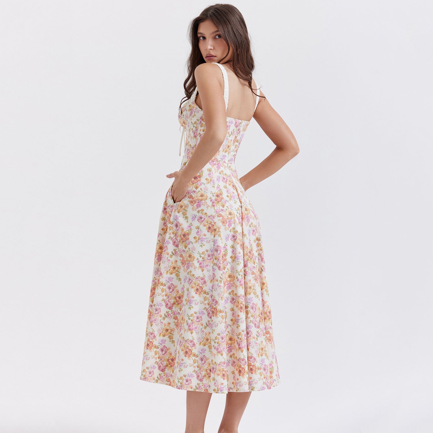 Lady Casual Dresses New 2024 Summer Dress Sexy Sleeveless Floral Dresses Women Chic
