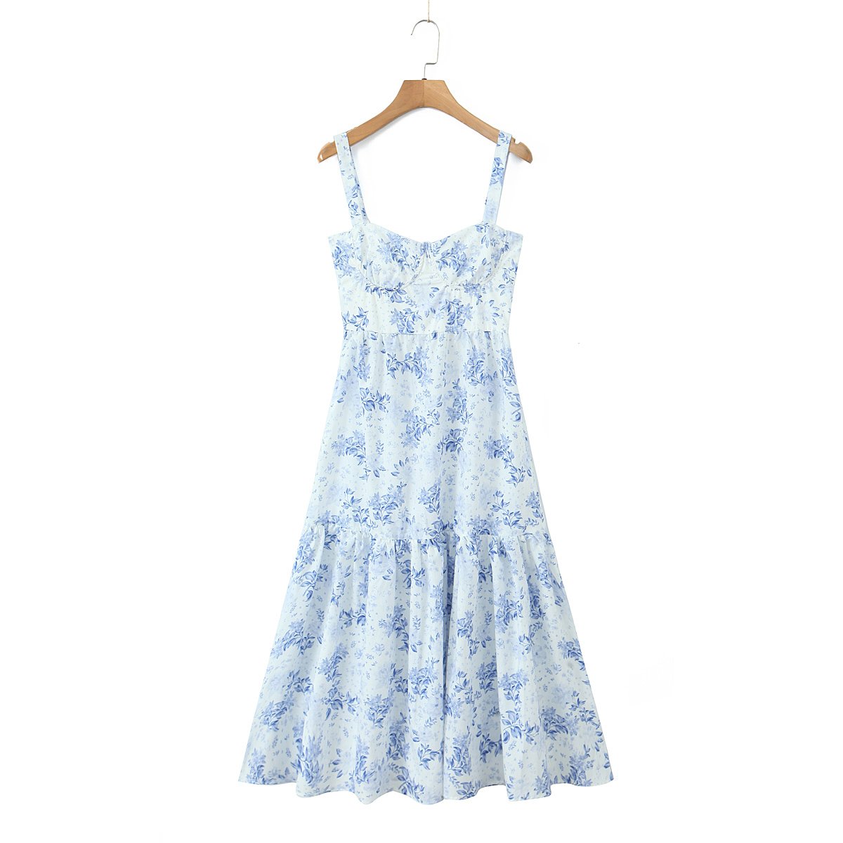 2 colorway floral print multi color shoulder strap casual fashion cotton long slip dress for women