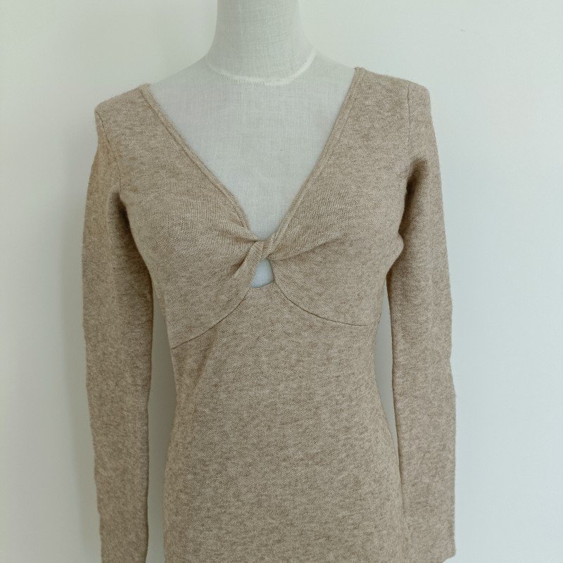Spring Fall Elegant Knitting Casual Dresses Knitted Long Sleeve Sexy Long Women Twisted Dress.
