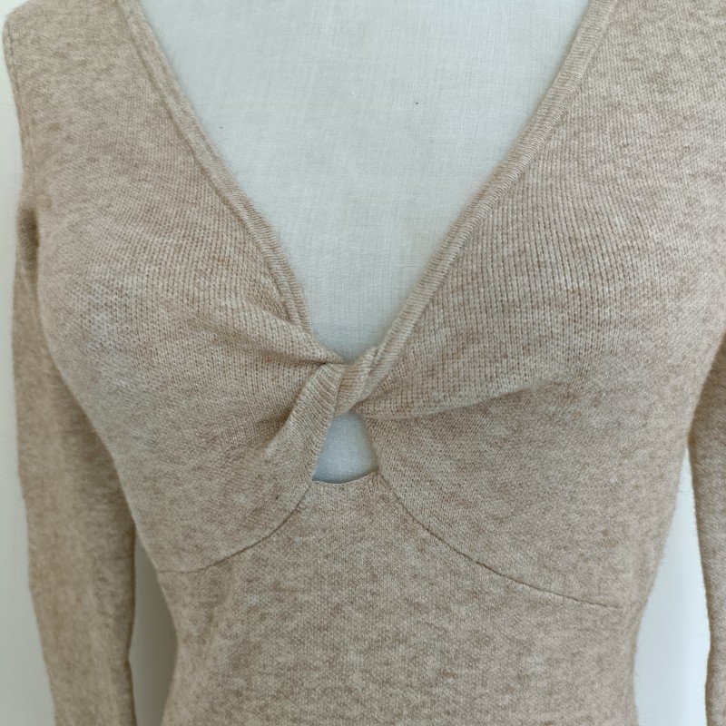 Spring Fall Elegant Knitting Casual Dresses Knitted Long Sleeve Sexy Long Women Twisted Dress.