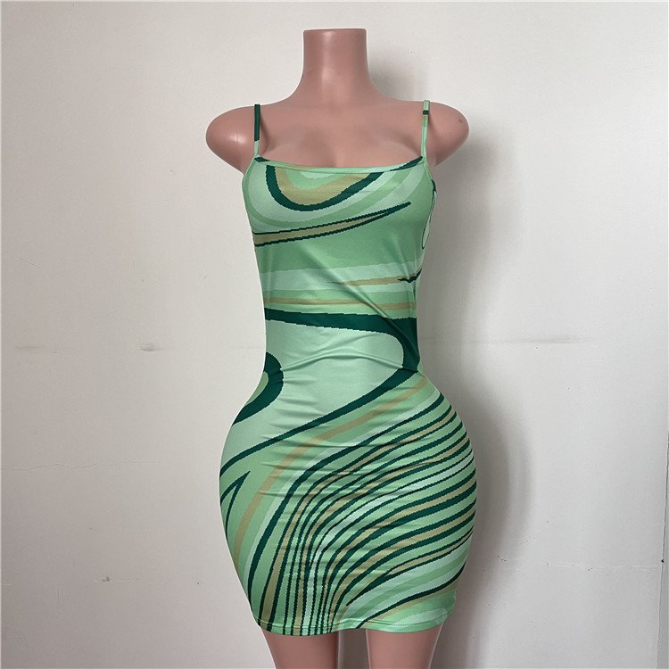 X2202-Fashionable XS women clothing bodycon dress for women printed slip mini dress